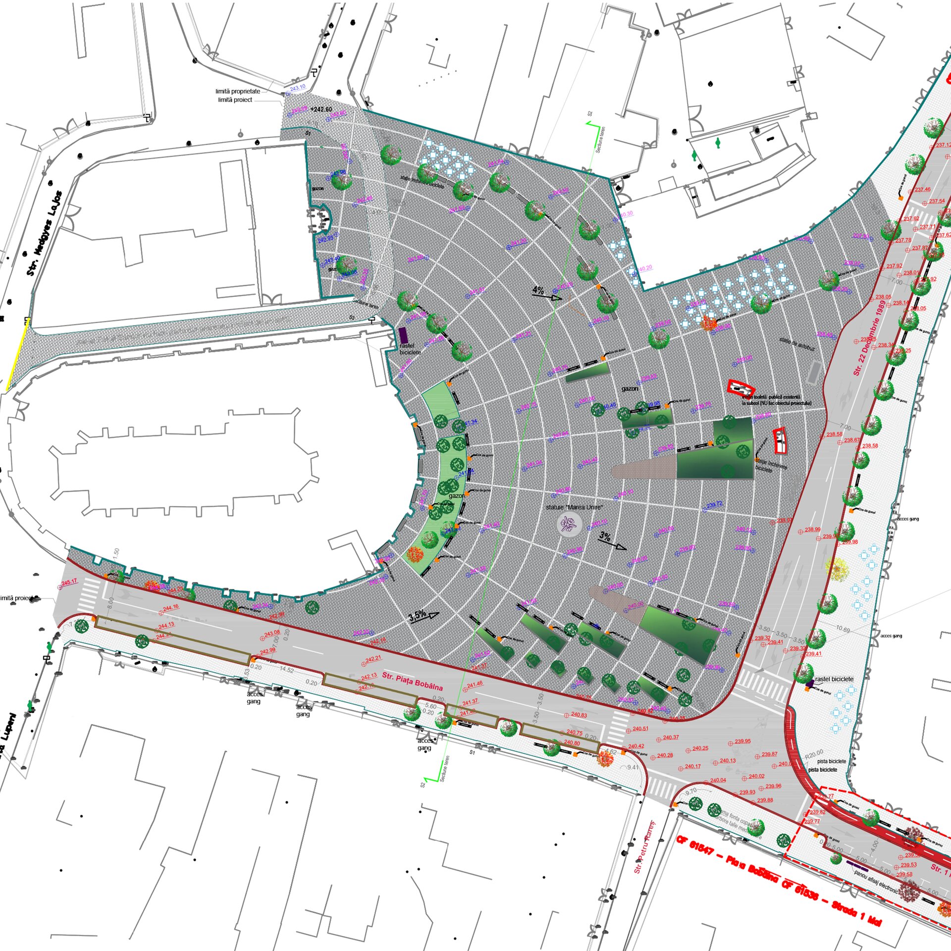 Amenajarea zonei pietonale centrale în vederea reducerii emisiilor de carbon din zona centrală a municipiului Dej