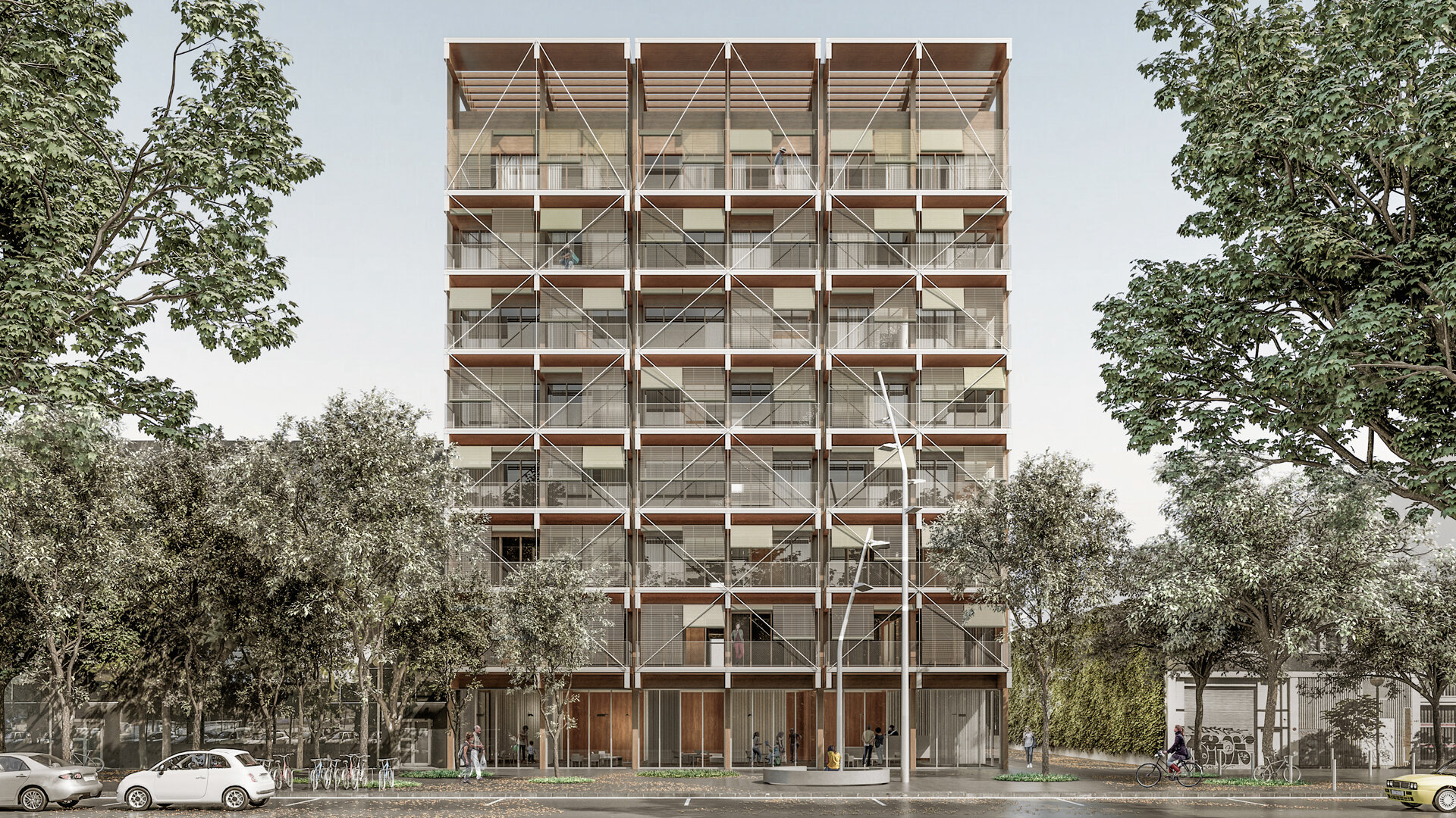 Sant Marti Social Housing. Industrialized timber building
